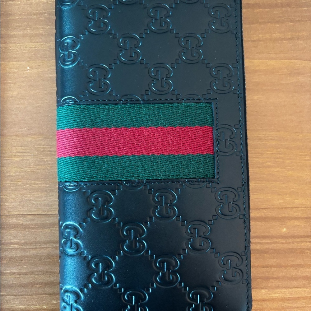 NWT Gucci Black Wallet with Green and Red Stripe - Picture 2 of 2